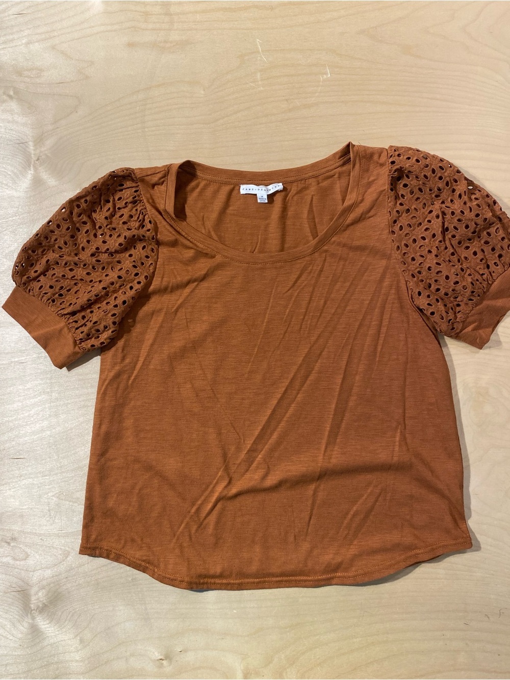 Jane + Delancey Eyelet Puff Sleeve Top - Rust Medium (RT) - Picture 4 of 8